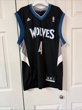 adidas Black and Blue Minnesota Wolves #4 Basketball Jersey
